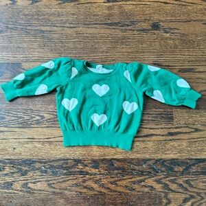 GAP 2T green sweater with hearts